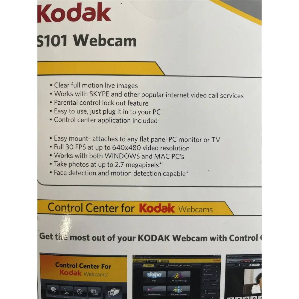 New Sealed Kodak S101 USB Webcam‎ Built in Microphone Windows And Mac OS Ready